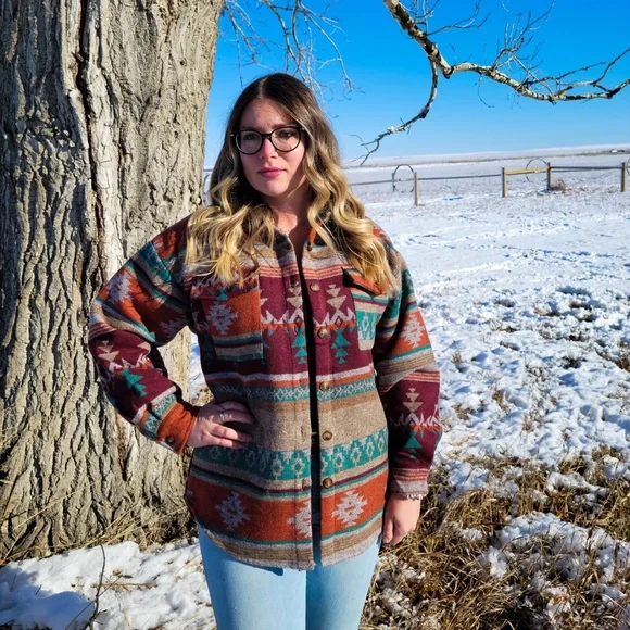 Red Wine Aztec Shacket - Picture 5 of 7